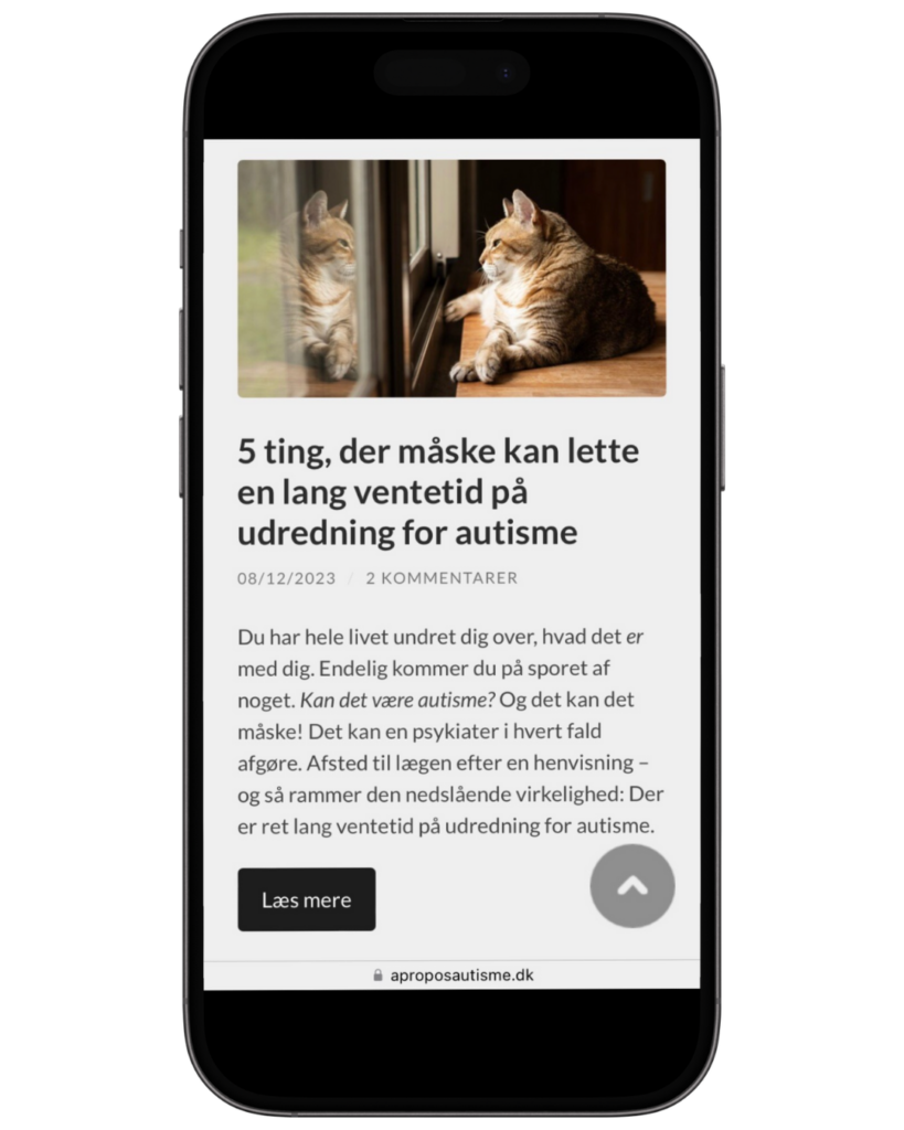 Smartphone, der viser blogindlæg om 5 ting, der kan lette lang ventetid på en udredning for autisme.