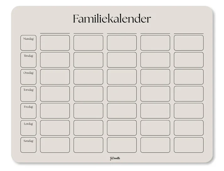 Familiekalender til væg fra ToDoodle